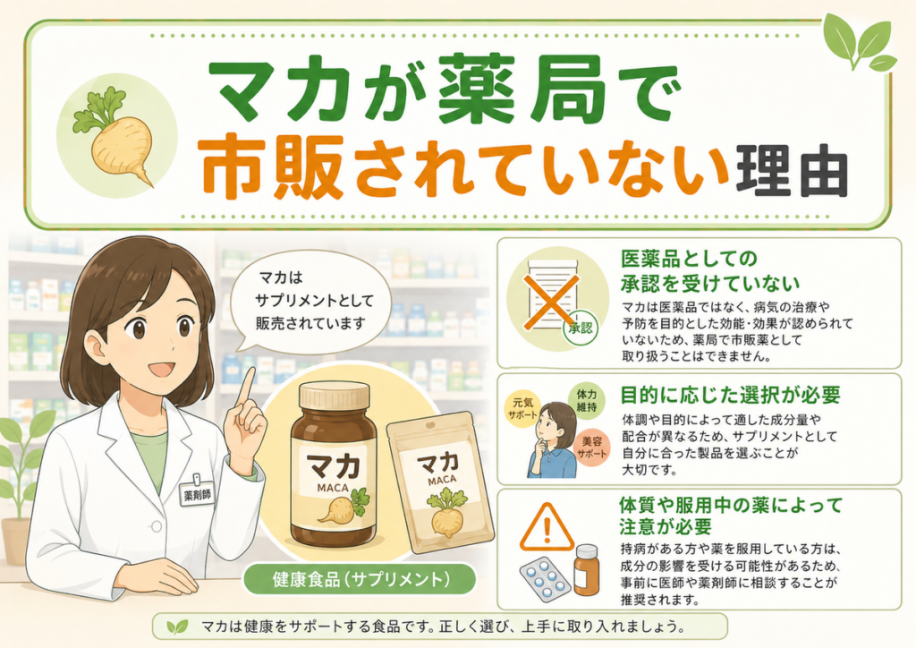 マカが薬局で市販されていない理由